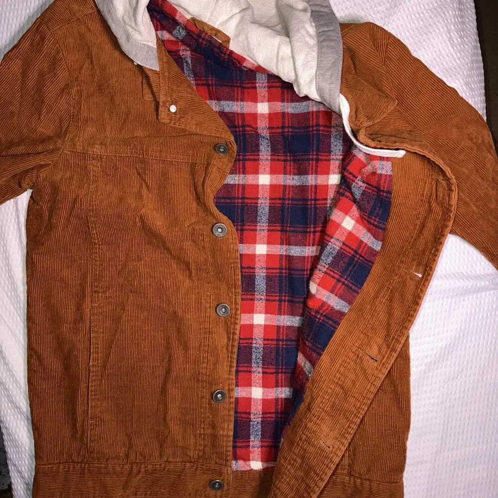 Nixon Watches Men's Brown Long Sleeve Button Up Hooded Marred Black Jacket (L)
